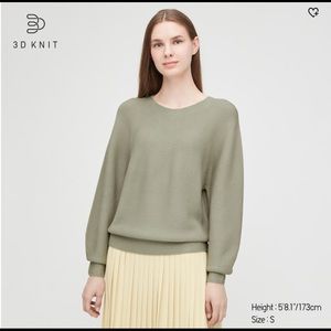 Uniqlo Women 3S knit cotton ballon-sleeve sweater